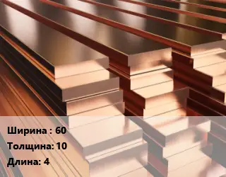 Полоса шина медная электротехническая 60х10 L=4